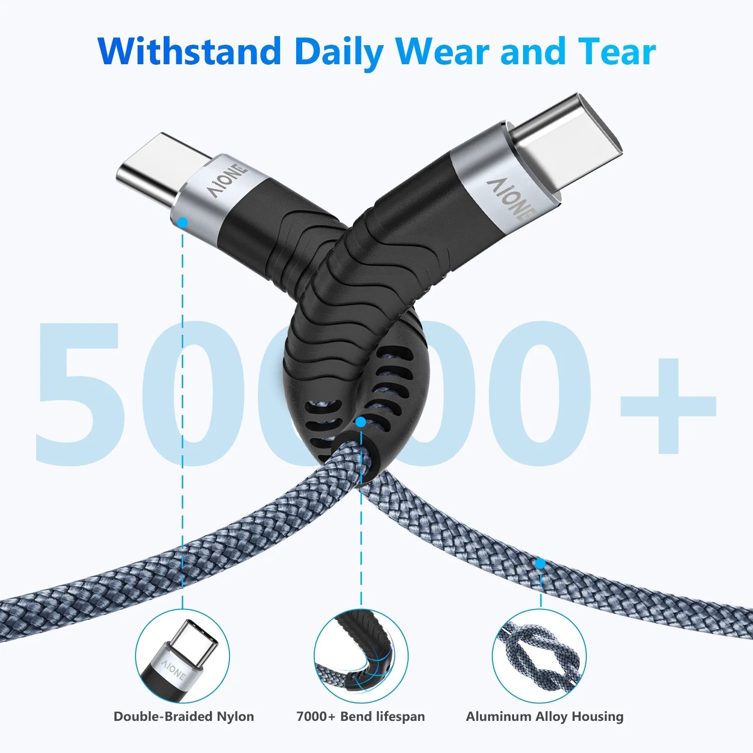 USB C Cable 6FT, 3-Pack - USB C to USB C Fast Charging Cable 60W/3A PD for iPhone 16/15, Samsung Galaxy, and iPad