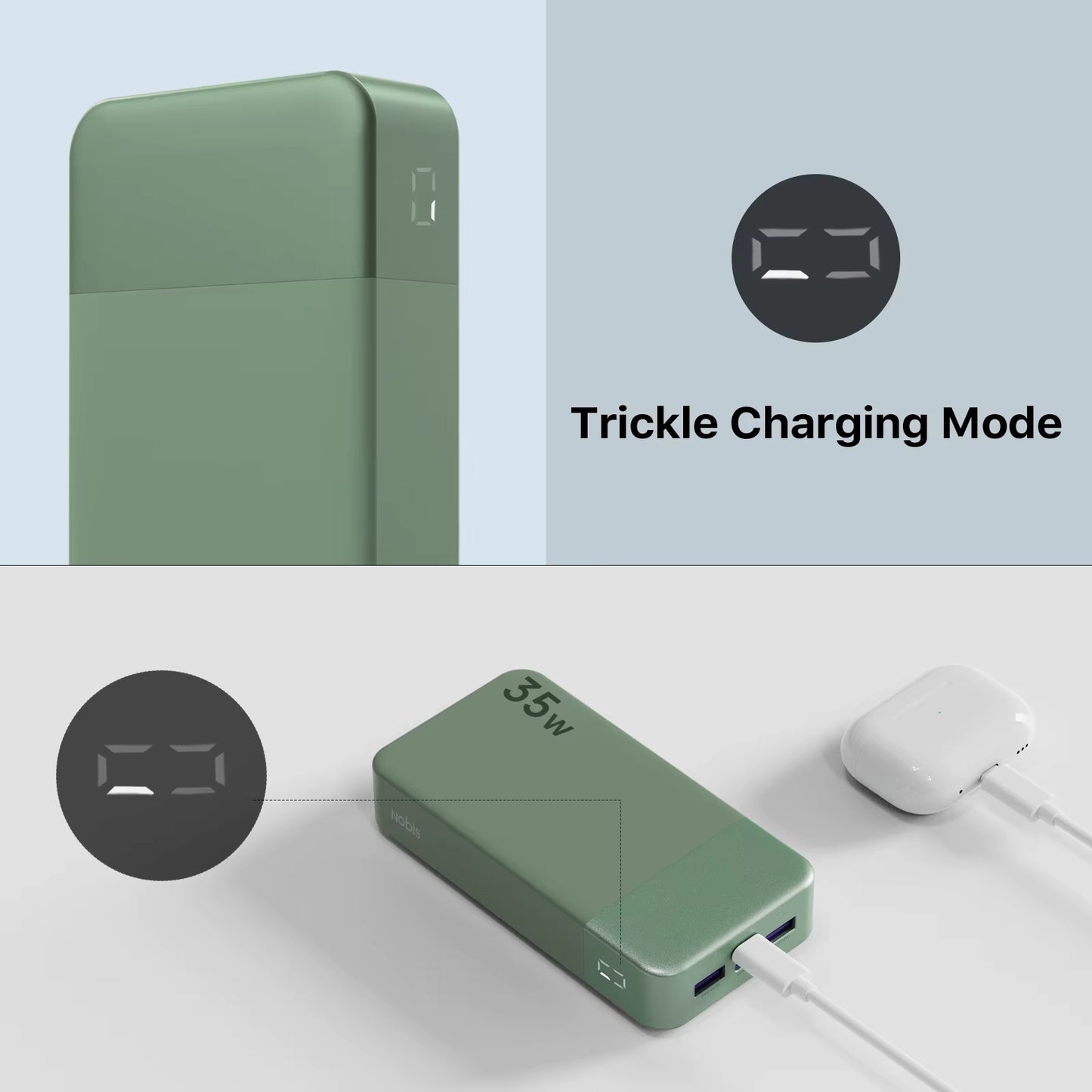 NOBIS 20,000mAh Portable Power Bank with 35W Fast Charging and USB-C Cable