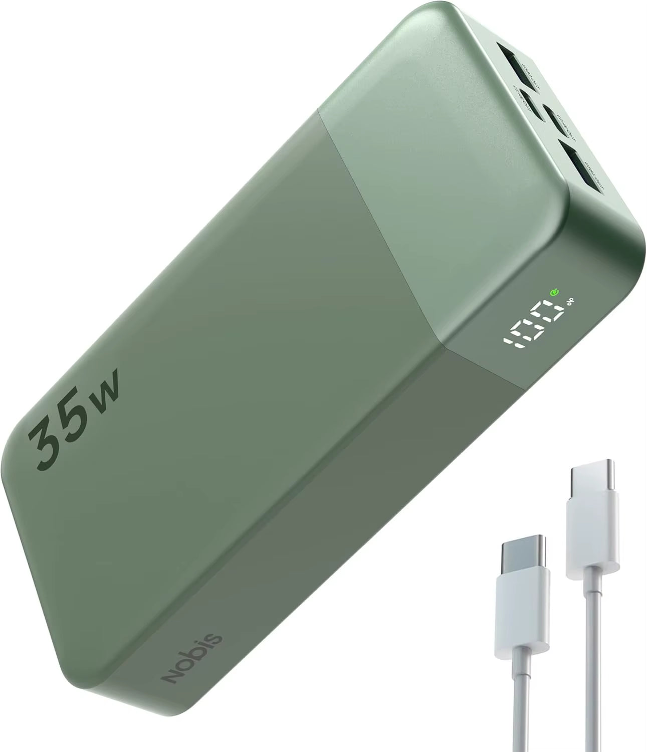 NOBIS 20,000mAh Portable Power Bank with 35W Fast Charging and USB-C Cable