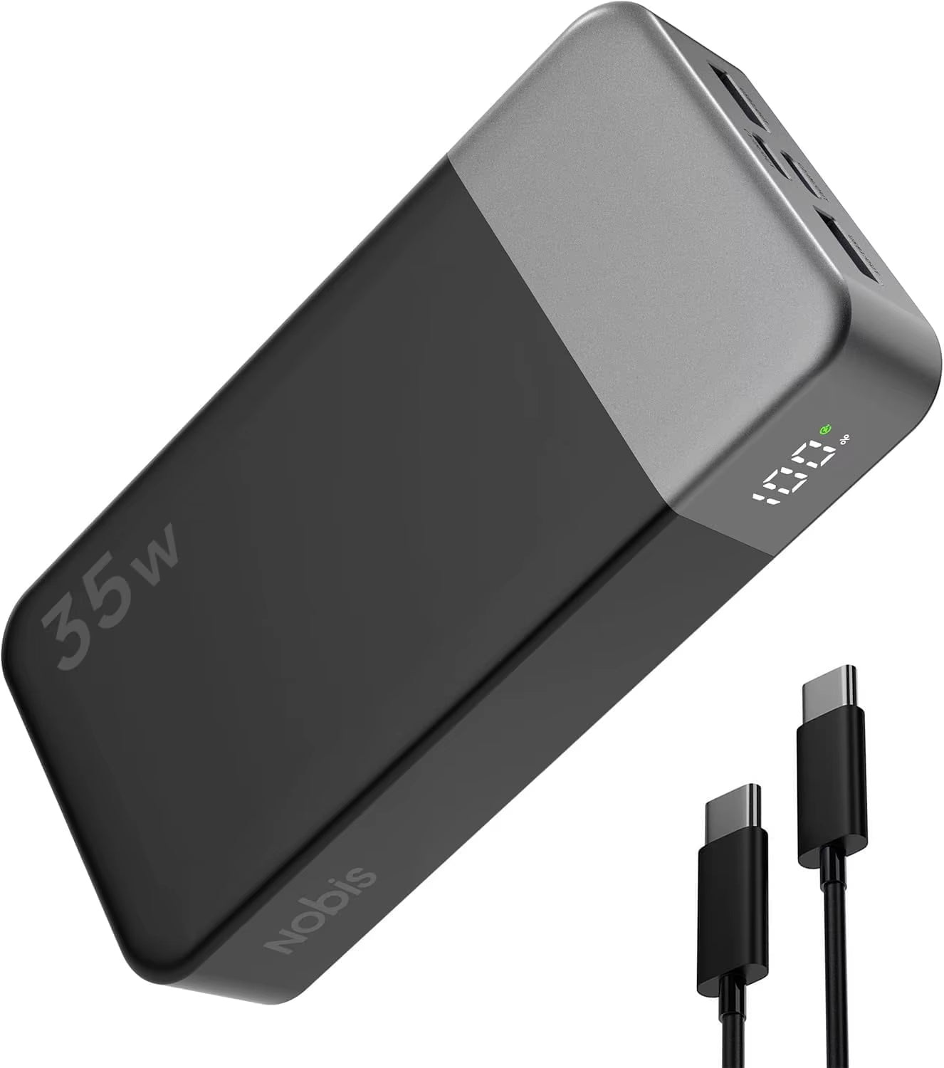 NOBIS 20,000mAh Portable Power Bank with 35W Fast Charging and USB-C Cable