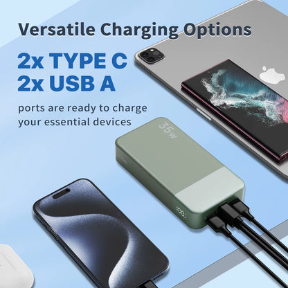 NOBIS 20,000mAh Portable Power Bank with 35W Fast Charging and USB-C Cable