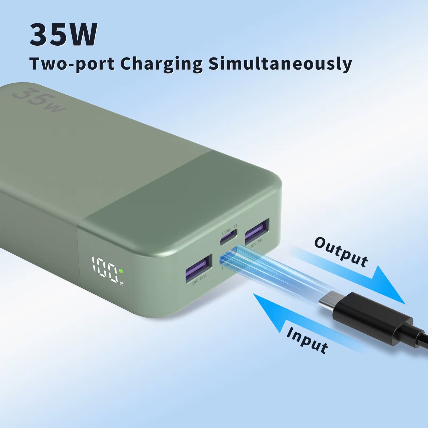 NOBIS 20,000mAh Portable Power Bank with 35W Fast Charging and USB-C Cable