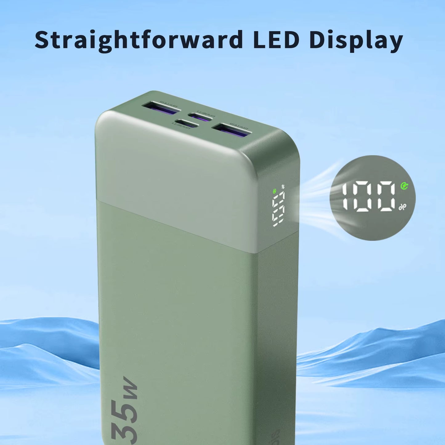 NOBIS 20,000mAh Portable Power Bank with 35W Fast Charging and USB-C Cable